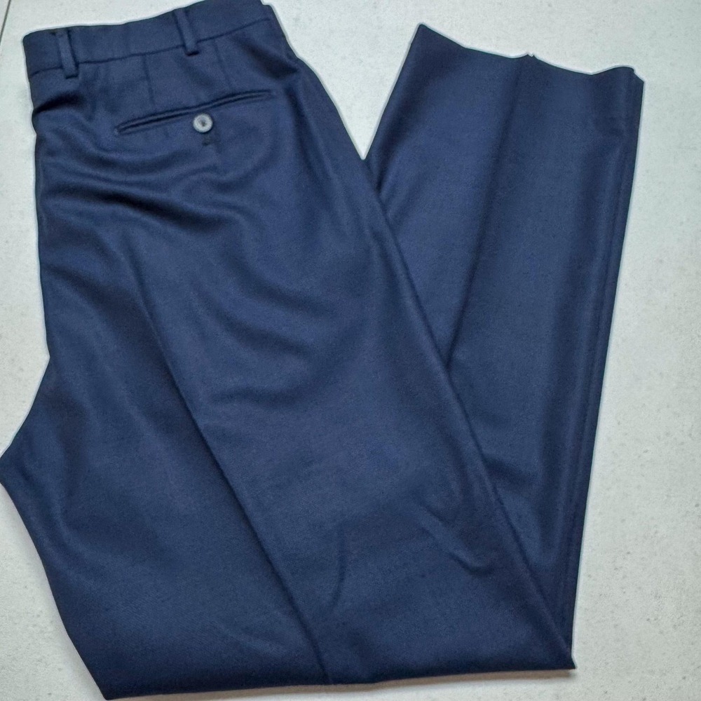J Hilburn Pants‎ Mens 36x32 Navy Vitale Barberis Canonico Wool Dress Flat Front